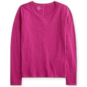 J. CREW Girlfriend Tee Long Sleeve Crewneck T-Shirt Berry Magenta NWT
